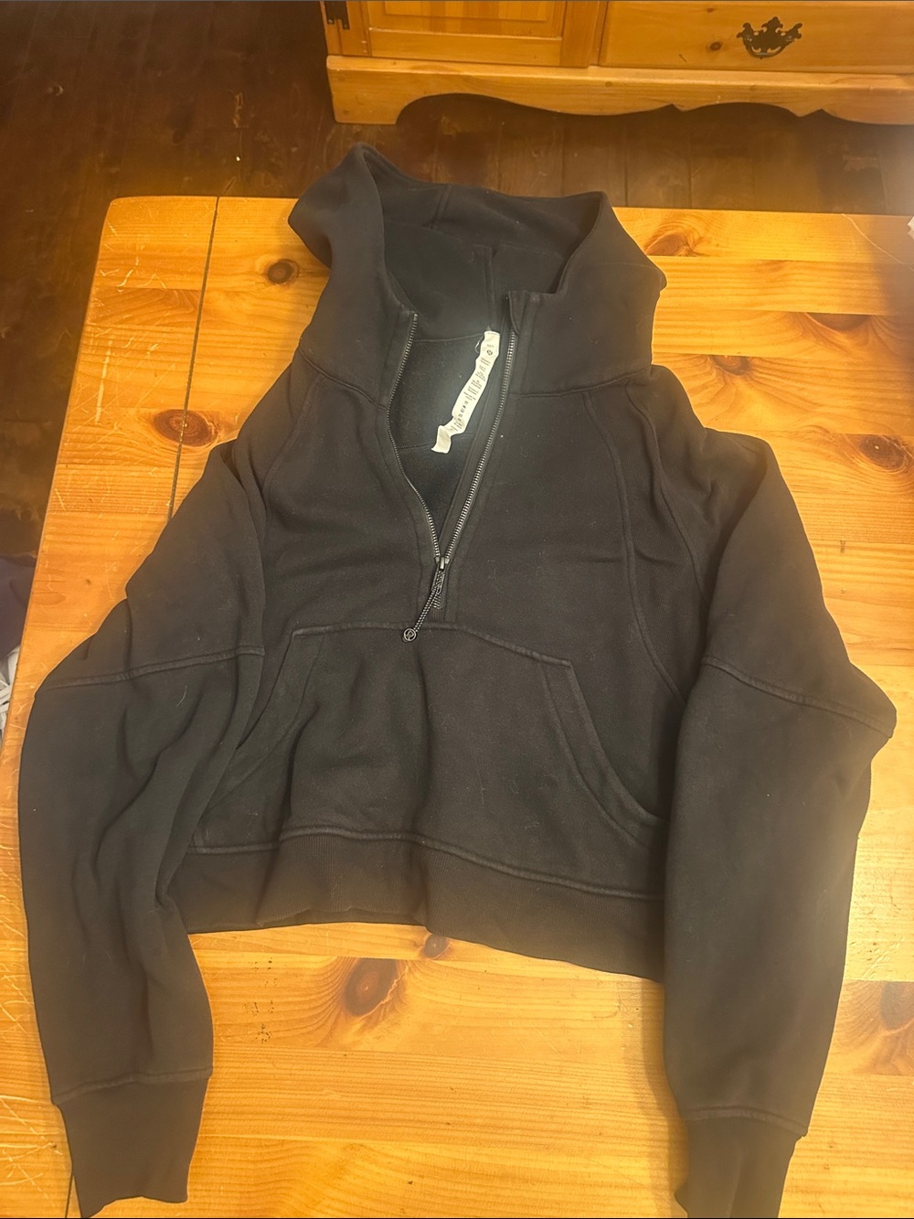 lululemon athletica Black Cropped Half-Zip Hoodie